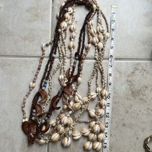 7 Hawaiian shell leis vintage wood & cowrie beaded necklaces